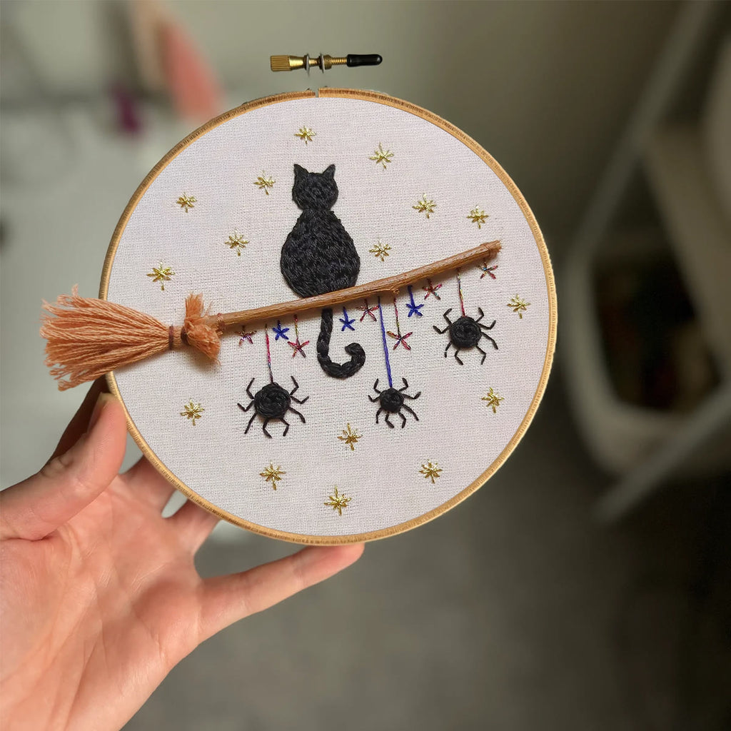 Rubbyoo Embroidery Kit - Cat Broomstick | Halloween Hanging Decorations | Creative Handmade Craft - image 7