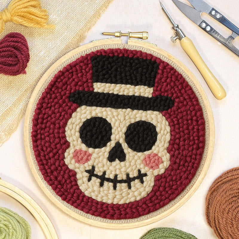 Halloween Skull Punch Needle Kit - Diy Yarn Art | Holiday Home Decor - image 3