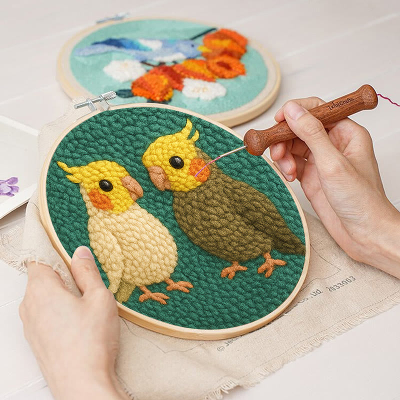  Parrot Couple Punch Needle Kit - Lovely Bird Needlework | Nice Wedding Handicraft - image 7