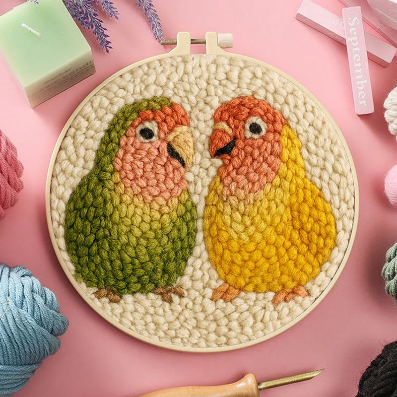 Shy Parrots Punch Needle Kit - Spring Bird Craft |  Beginner Friendly Needlework - image 4