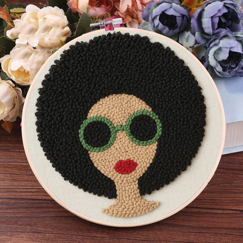 Fashionable Woman Punch Needle Kit - Needle Craft  For Beginners | Diy Wall Hanging - image 5