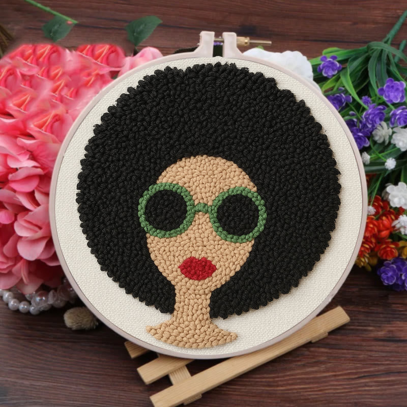 Fashionable Woman Punch Needle Kit - Needle Craft  For Beginners | Diy Wall Hanging - image 3