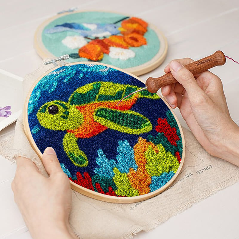 Sea Turtle Punch Needle Kit - Diy Starter Needlepoint | Handmade Decorative Gift - image 3