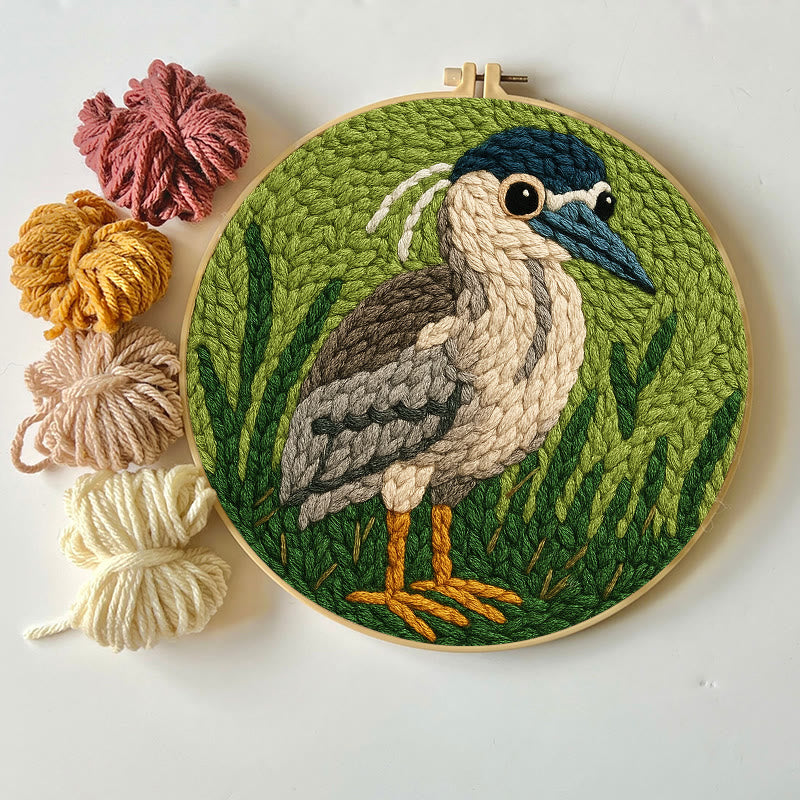 Blue Heron Punch Needle Kit - Bird Yarn Artwork | Handicraft Set For Home Ornament - image 8