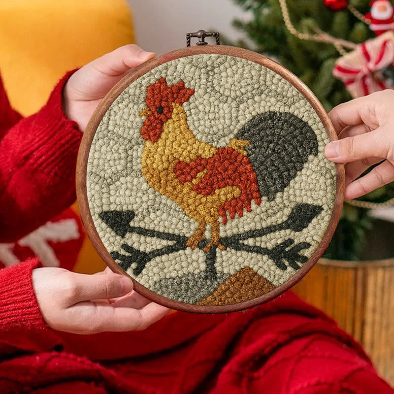  Dawn Rooster Punch Needle Kit - Animal Stitching Artwork | Easy Craft For Adults And Children  - image 4