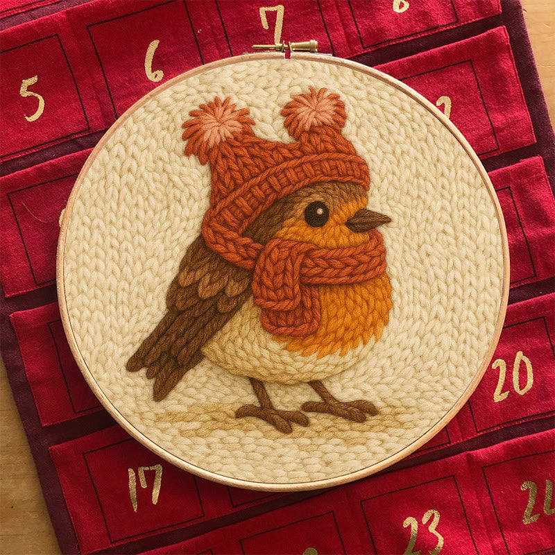 Cute Robin Punch Needle Kit - Handmade Bird Needlework | Diy Yarn Art Craft - image 3