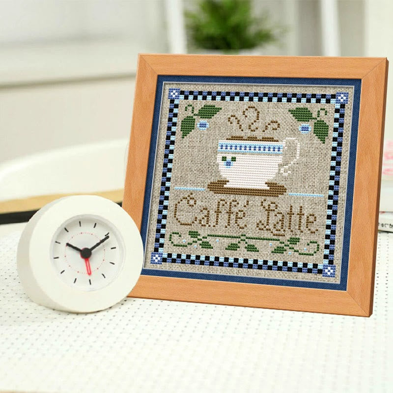  Cross Stitch Kit - Leisure Afternoon Time | Diy Desk Decor | Nice Handicraft For Coffee Lovers - Caffè Latte - image 5