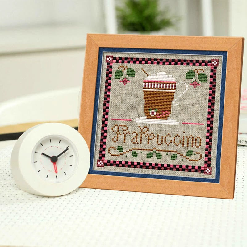  Cross Stitch Kit - Leisure Afternoon Time | Diy Desk Decor | Nice Handicraft For Coffee Lovers - Frappuccino - image 2