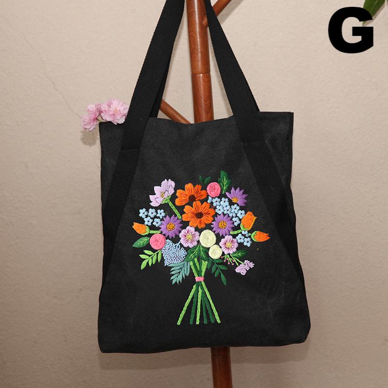 Embroidery Canvas Tote Bag Kits | Colourful Flowers Shoulder Bag | Diy Handmade Gift  - G - image 7