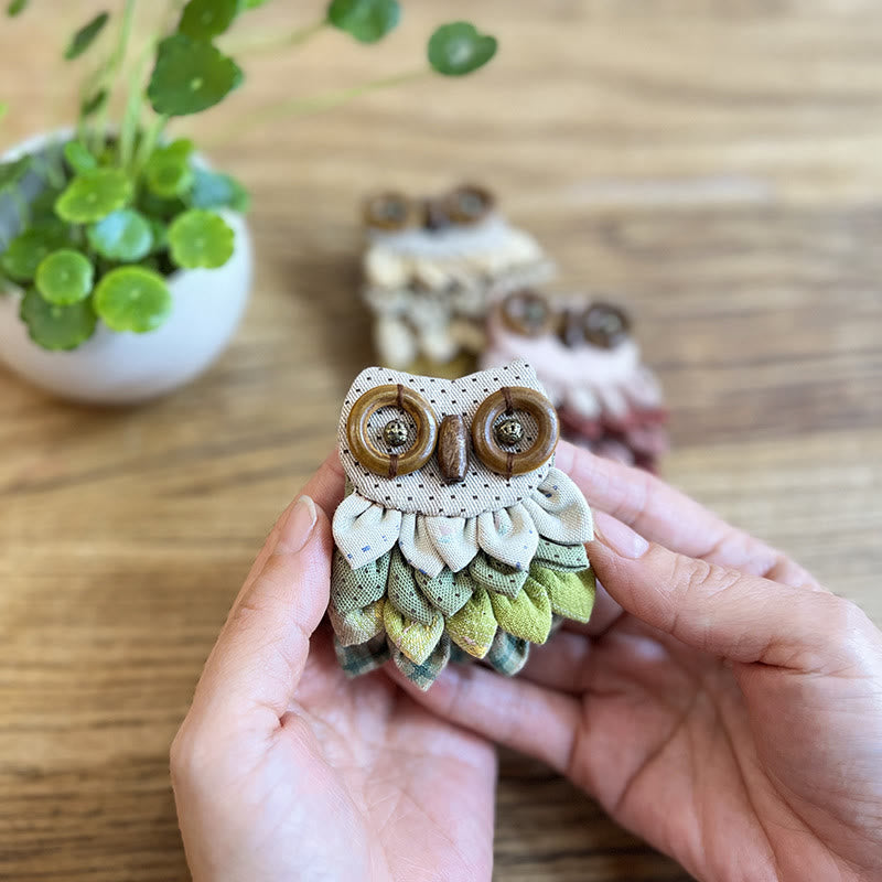 Embroidery  Owl Brooch Kit | Handmade Sewing Artwork | Nice Craft As Birthday Gifts - Green - image 7