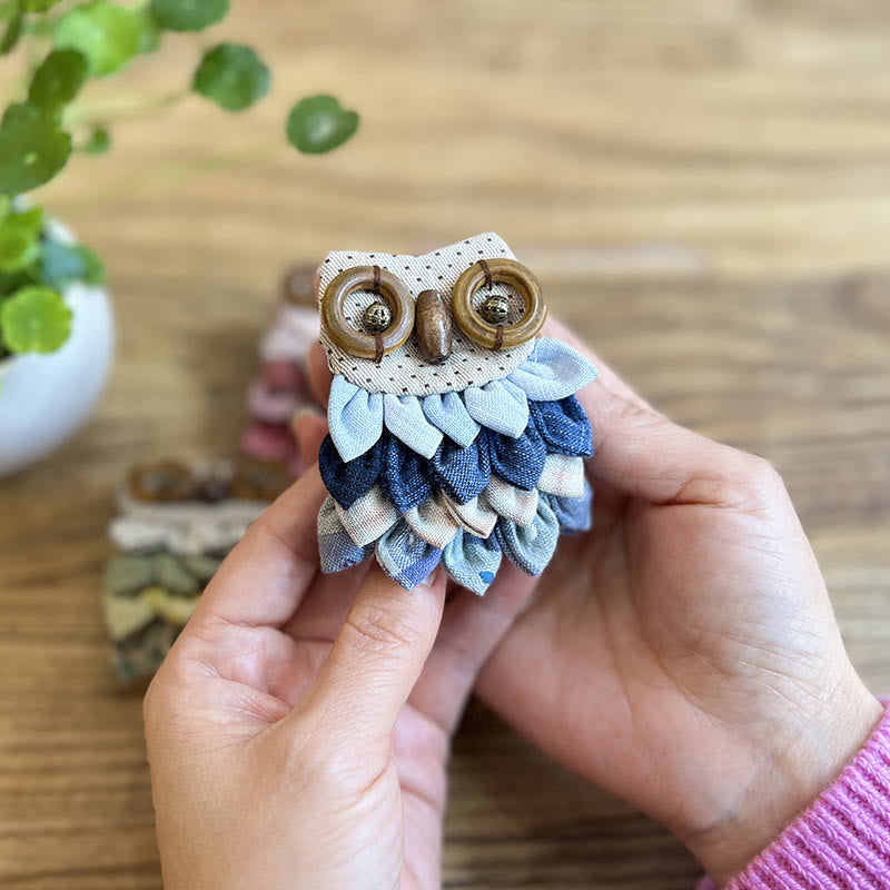 Embroidery  Owl Brooch Kit | Handmade Sewing Artwork | Nice Craft As Birthday Gifts - Blue - image 6