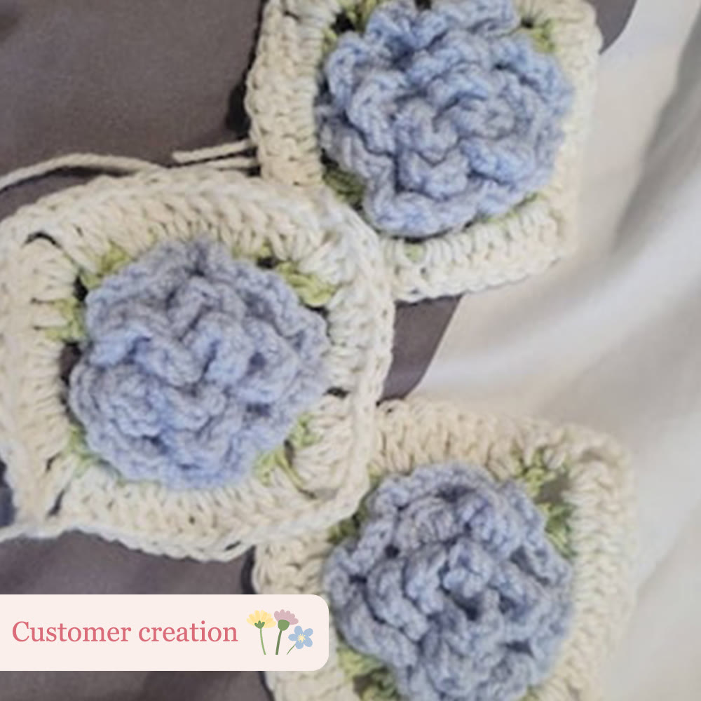 Diy Handmade Rose Granny Square Crochet Kit - 3d Floral Coasters Craft | Perfect Gifts For Crafters - image 6