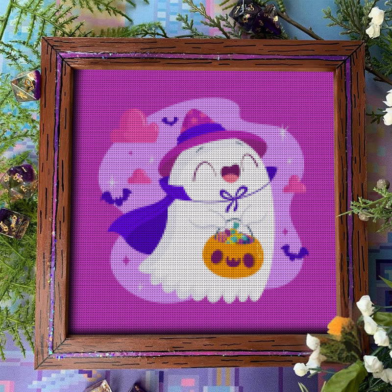 Cross Stitch Kit - Happy Ghost | Adorable Halloween Craft | Nice Wall Hanging Decor - image 5