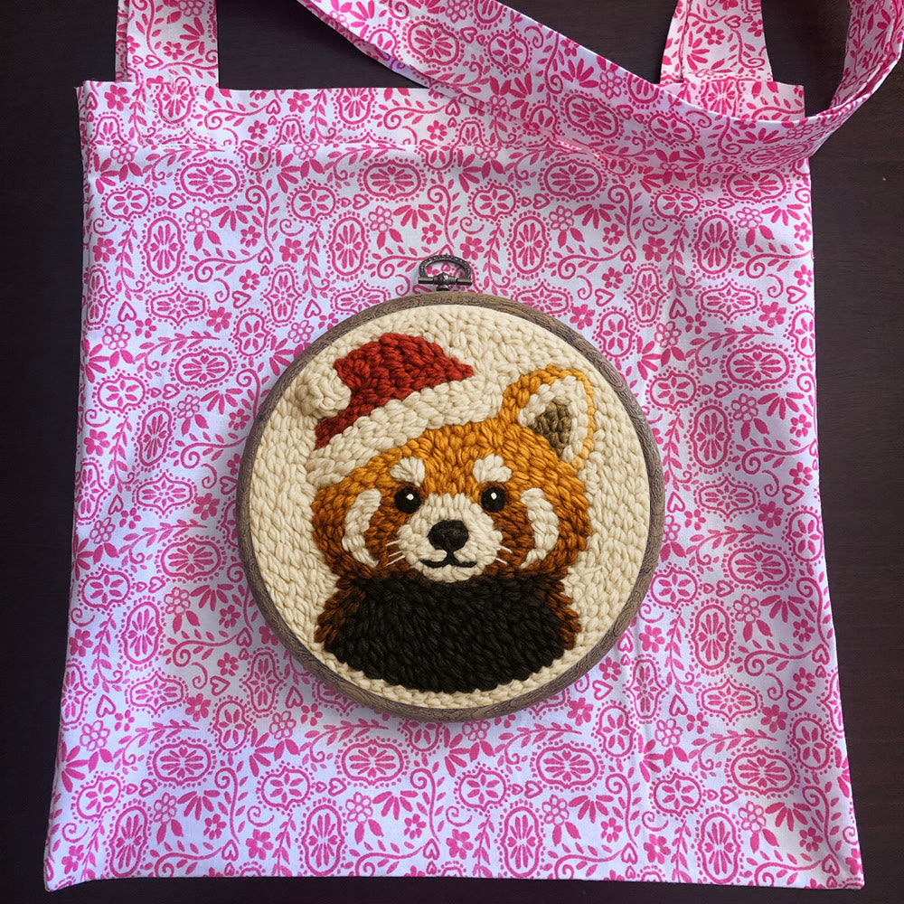  Christmas Red Panda Punch Needle Kit - Diy Punch Needle Coaster | Perfect Christmas Handicraft | Animal Tufted Coaster - image 11