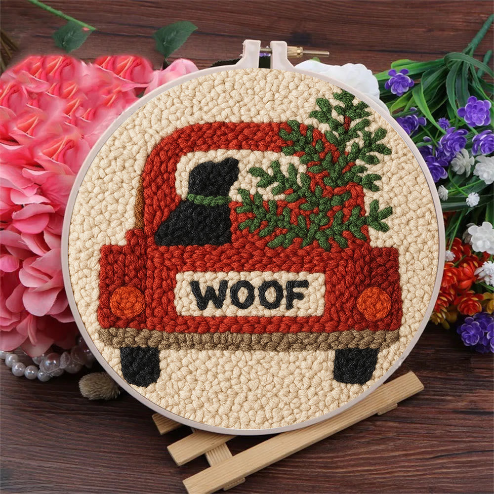  Woof Truck Punch Needle Kit - Diy Punch Needle Coaster | Craft For Handmade Enthusiast | Unique Decorative Gifts - image 3