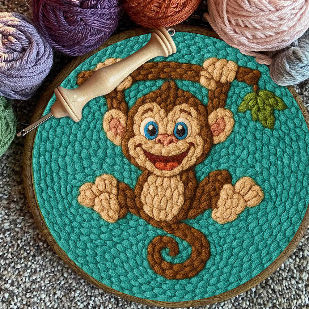 Naughty Monkey Punch Needle Kit - Diy Punch Needle Coaster | Unique Animal Needle Craft | Perfect For Home Decor - image 8