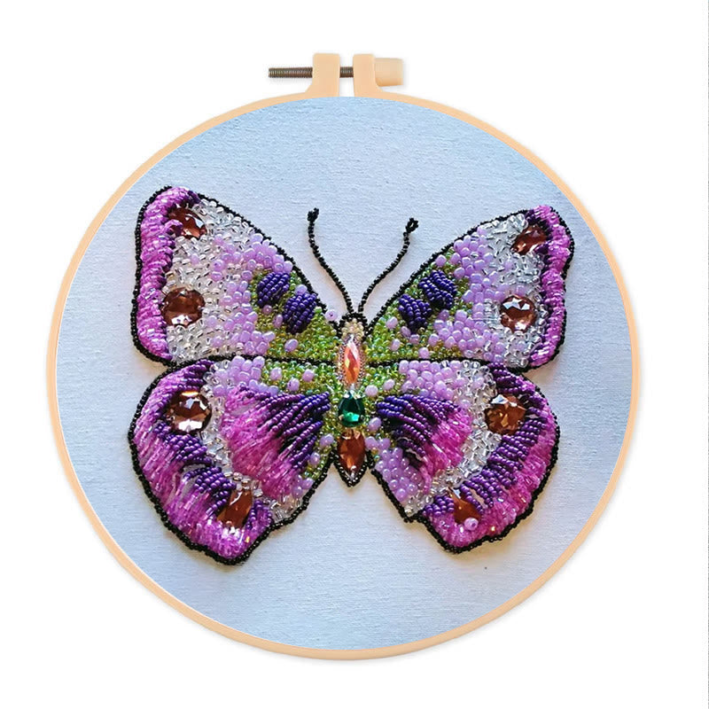 Rubbyoo Bead Embroidery Kit - Pink Butterfly | Diy Decorative Handcraft | Thoughtful Birthday Gift - 20*20cm - image 1
