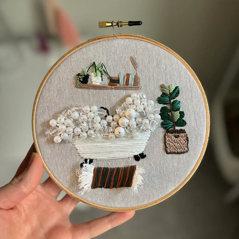 Rubbyoo Bead Embroidery Kit - Cozy Bath | Easy Handmade Artcraft | Nice Home Ornament - image 3