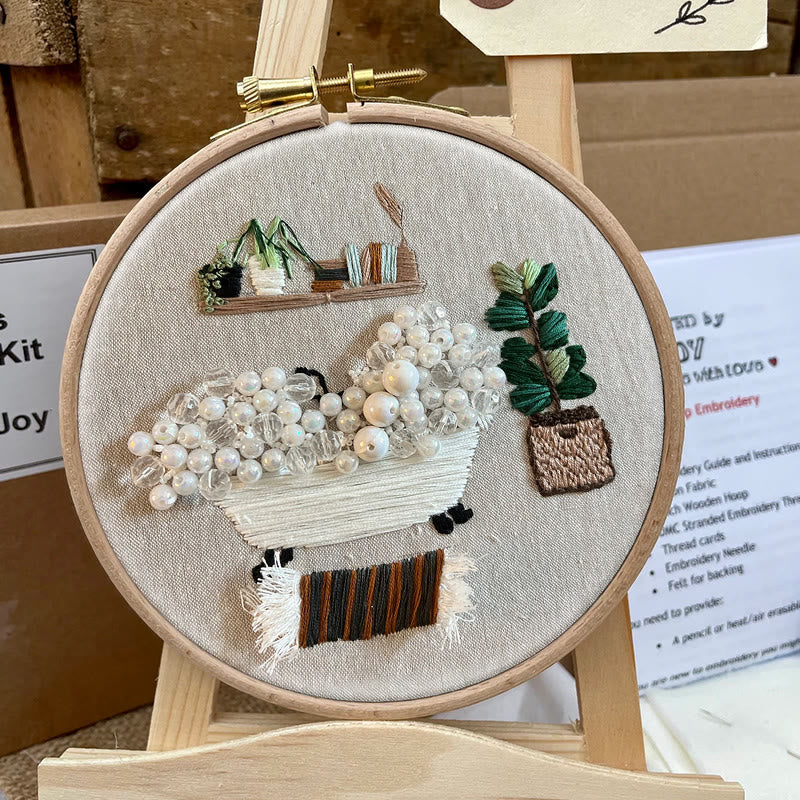 Rubbyoo Bead Embroidery Kit - Cozy Bath | Easy Handmade Artcraft | Nice Home Ornament - image 5