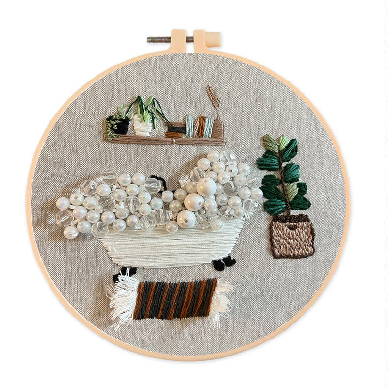 Rubbyoo Bead Embroidery Kit - Cozy Bath | Easy Handmade Artcraft | Nice Home Ornament - 20*20cm - image 1
