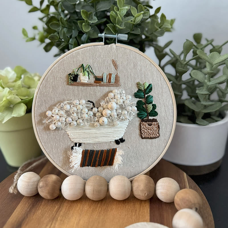 Rubbyoo Bead Embroidery Kit - Cozy Bath | Easy Handmade Artcraft | Nice Home Ornament - image 2