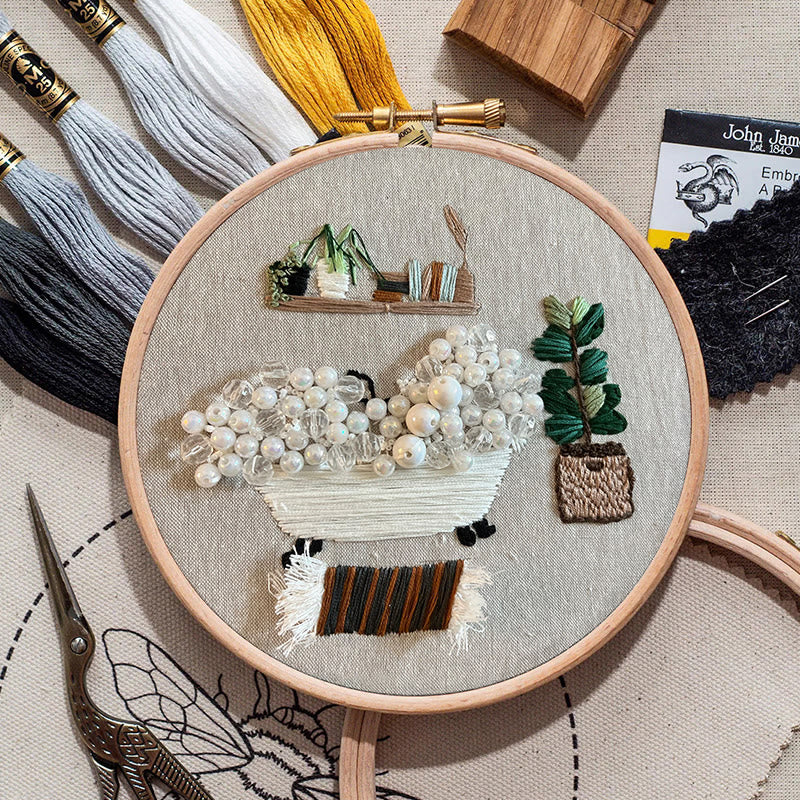 Rubbyoo Bead Embroidery Kit - Cozy Bath | Easy Handmade Artcraft | Nice Home Ornament - image 9