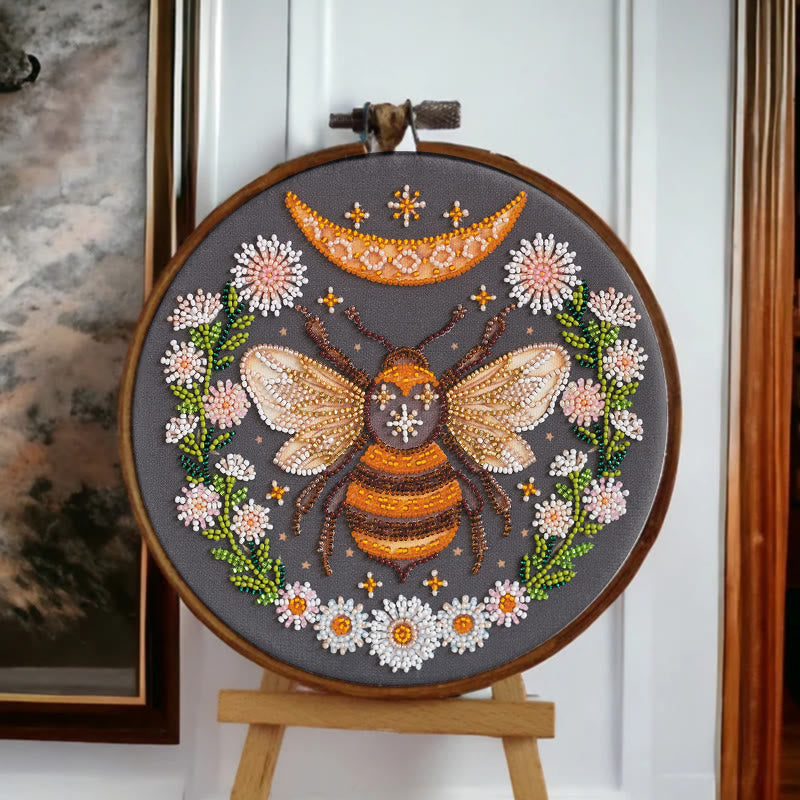 Rubbyoo Bead Embroidery Kit - Floral Bee | Diy Handicraft Collection | Exquisite Needle Art - image 9