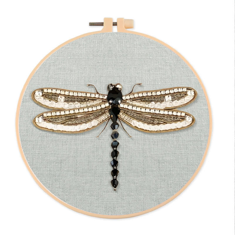 Rubbyoo Bead Embroidery Kit - Dragonfly | Handmade Insect Craft | Easy Bead Needlework - 15*15cm - image 1