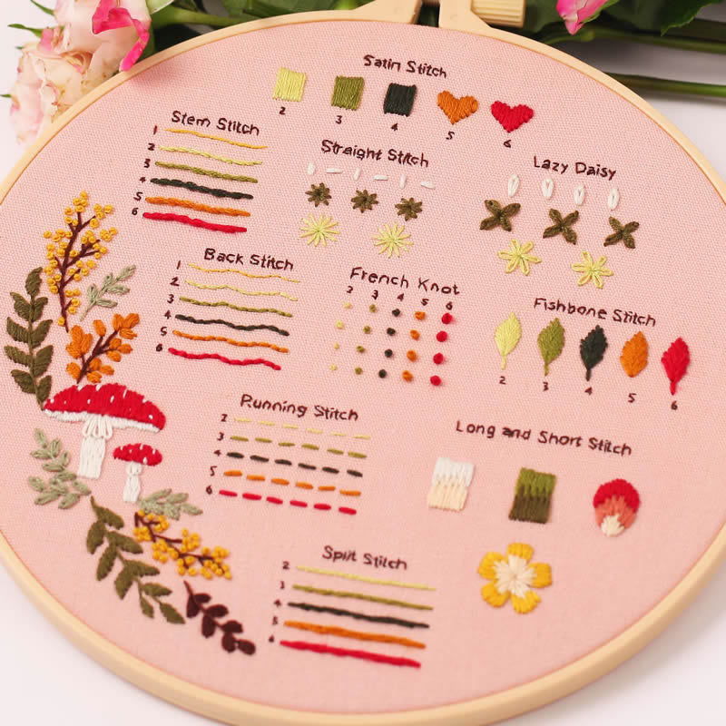 Rubbyoo 3-piece Embroidery Starter Kit - Beginner Floral Pattern |  Various Stitch Craft | Gifts For Needlework Starter - image 2