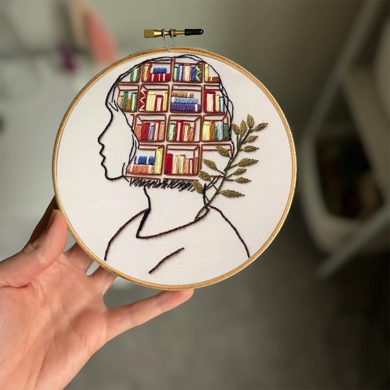Rubbyoo Embroidery Kit - Book In Mind | Perfect Gifts For Book Lovers | Diy Bookshelf Ornament - image 1