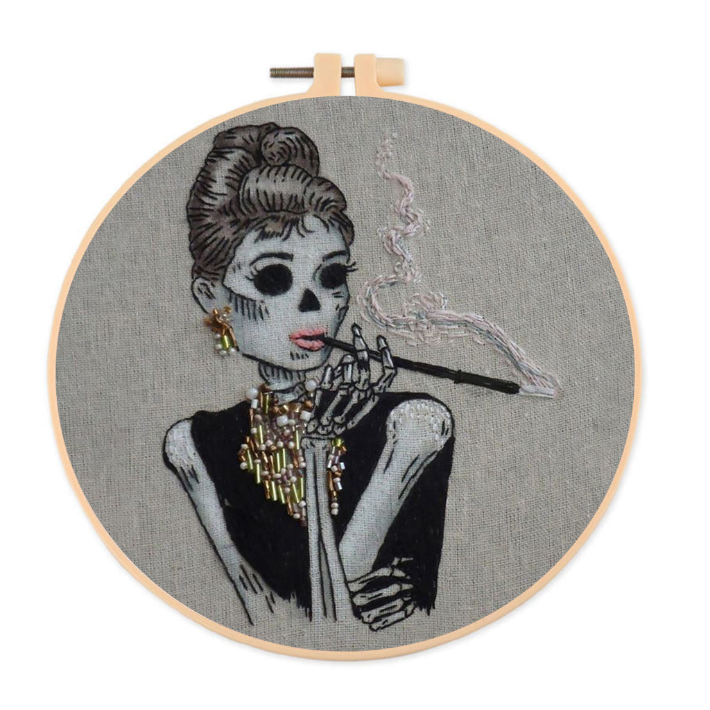 Rubbyoo Bead Embroidery Kit - Smoking Skull | Spooky Halloween Craft | Diy Holiday Decor - 20*20cm - image 0