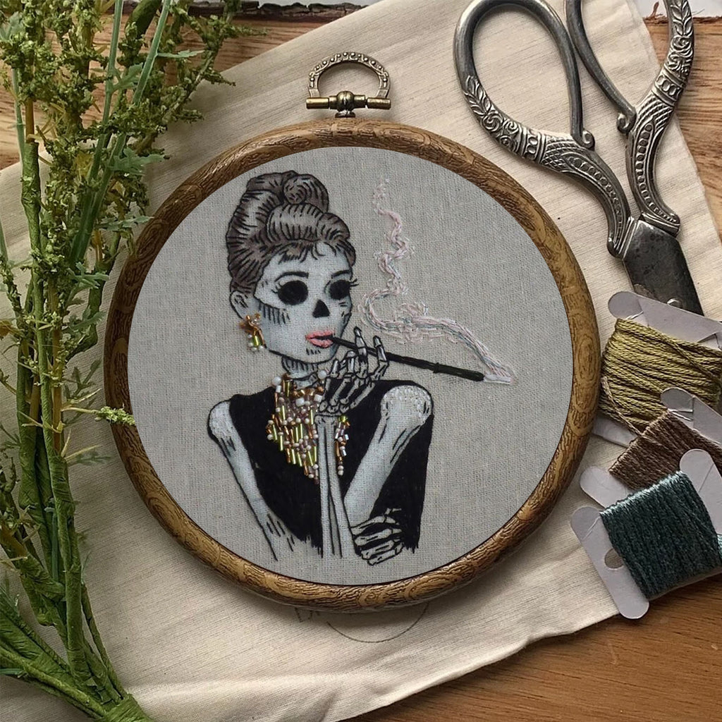 Rubbyoo Bead Embroidery Kit - Smoking Skull | Spooky Halloween Craft | Diy Holiday Decor - image 1