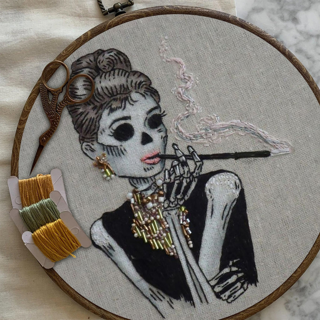 Rubbyoo Bead Embroidery Kit - Smoking Skull | Spooky Halloween Craft | Diy Holiday Decor - image 8