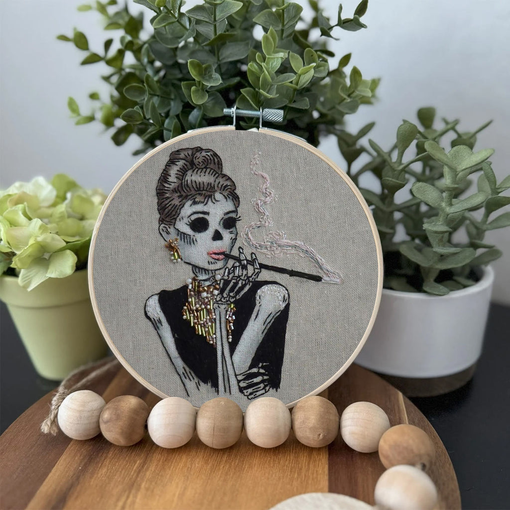 Rubbyoo Bead Embroidery Kit - Smoking Skull | Spooky Halloween Craft | Diy Holiday Decor - image 2