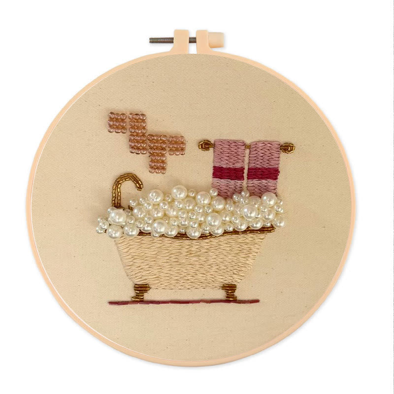 Rubbyoo Bead Embroidery Kit - Bubble Bath | Beginner Handmade Stitch | Creative Diy Needlework - 15cm*15cm - image 0