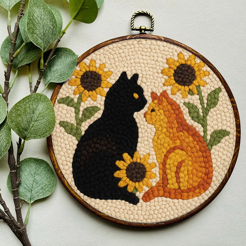 Sunflower Cats Punch Needle Kit - Lovely Animal Yarn Craft  | Diy Room Decor  - image 4