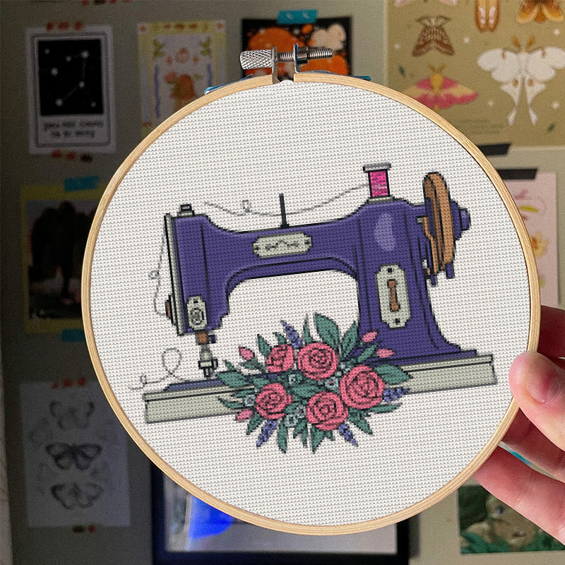 Cross Stitch Kit - Vintage Sewing Machine | Floral Handmade Craft | Perfect Home Decor - image 2