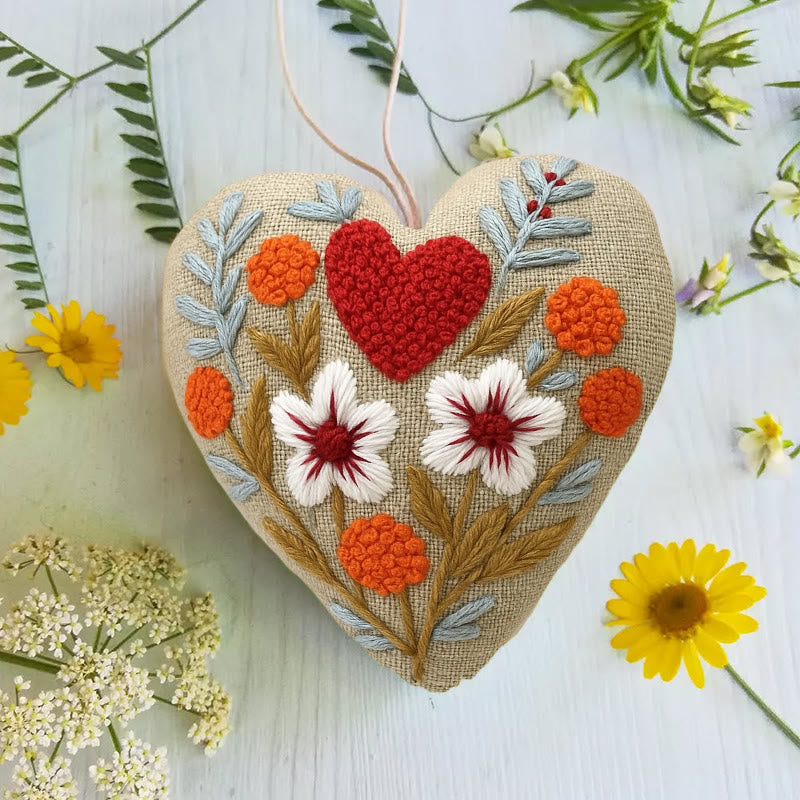 Rubbyoo Heart Embroidery Kit - Floral Love | Diy Hanging Craft For Lover | Perfect Handmade Ornament - image 3