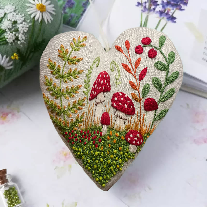 Rubbyoo Heart Embroidery Kit - Mushroom Forest | Beautiful Landscape Collection | Easy Artwork For Beginner  - image 1