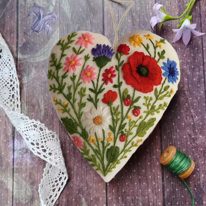 Rubbyoo Heart Embroidery Kit - Charming Garden | Diy Colourful Handicraft | Perfect Gift For Flower Lover - image 2