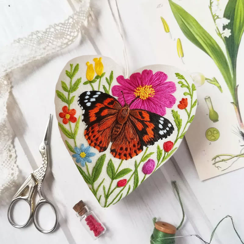Rubbyoo Heart Embroidery Kit - Vivid Butterfly | Personalized Handmade Art | Diy Birthday Gifts - 6 inches hoop kit - image 0