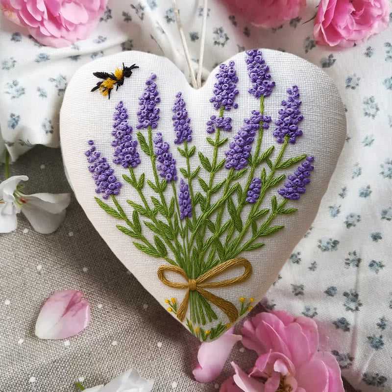 Rubbyoo Heart Embroidery Kit - Lavender Bouquet | Floral Home Decor | Handmade Birthday Gift - image 4