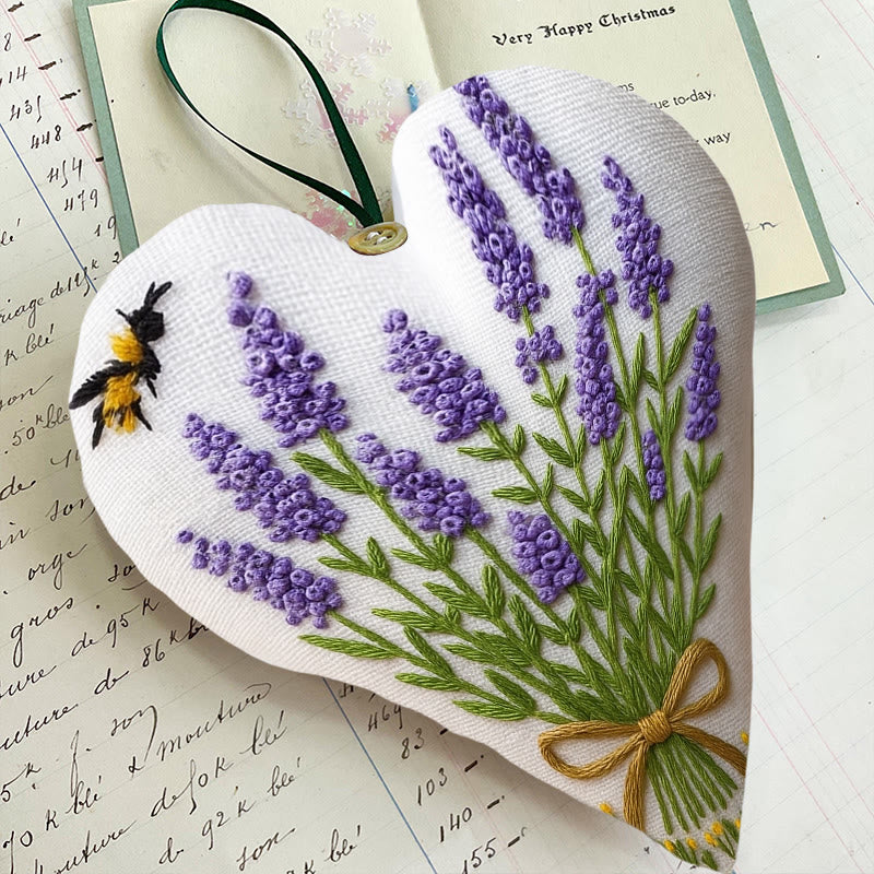 Rubbyoo Heart Embroidery Kit - Lavender Bouquet | Floral Home Decor | Handmade Birthday Gift - image 5