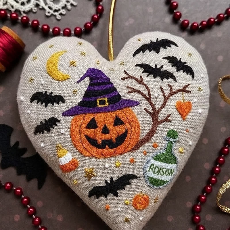 Rubbyoo Heart Embroidery Kit - Spooky Pumpkin | Diy Halloween Ornament |  Handmade Gift For Halloween - image 2