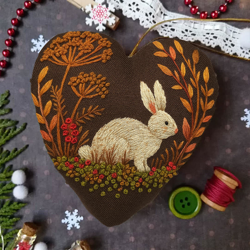 Rubbyoo Heart Embroidery Kit - Autumn Rabbit | Handmade Animal Needlework | Halloween Wall Decoration - image 5