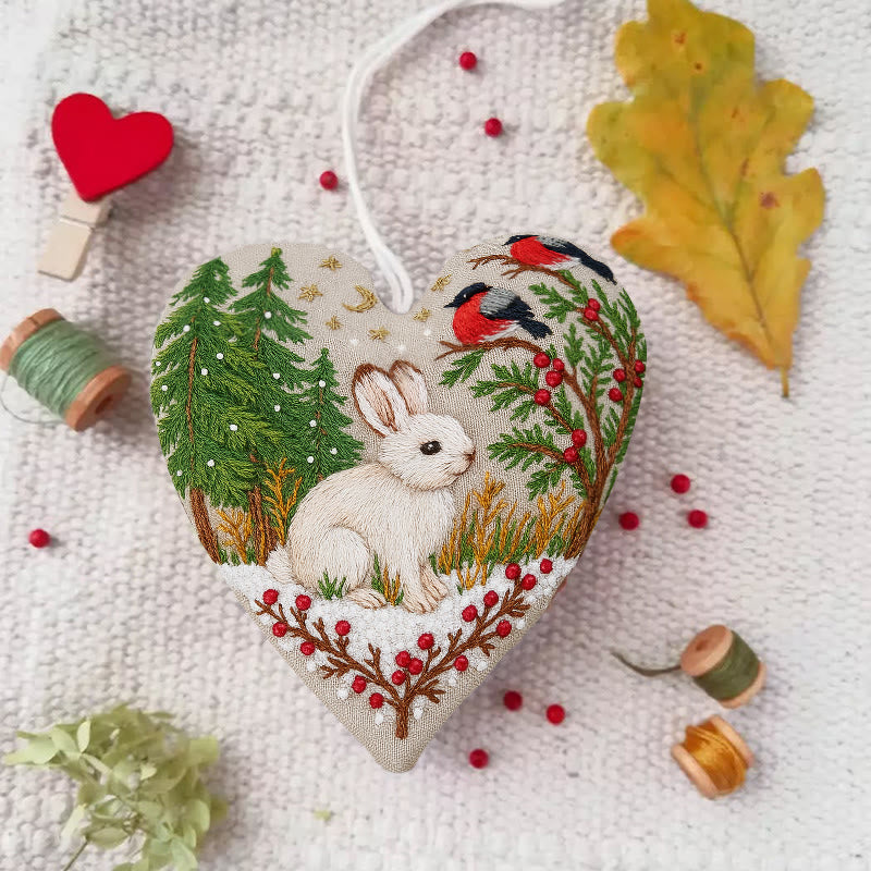 Rubbyoo Heart Embroidery Kit - Lovely Rabbit |  Beginners Sewing Decorations | Christmas Handmade Decor  - image 2