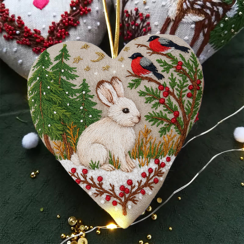 Rubbyoo Heart Embroidery Kit - Lovely Rabbit |  Beginners Sewing Decorations | Christmas Handmade Decor  - image 1