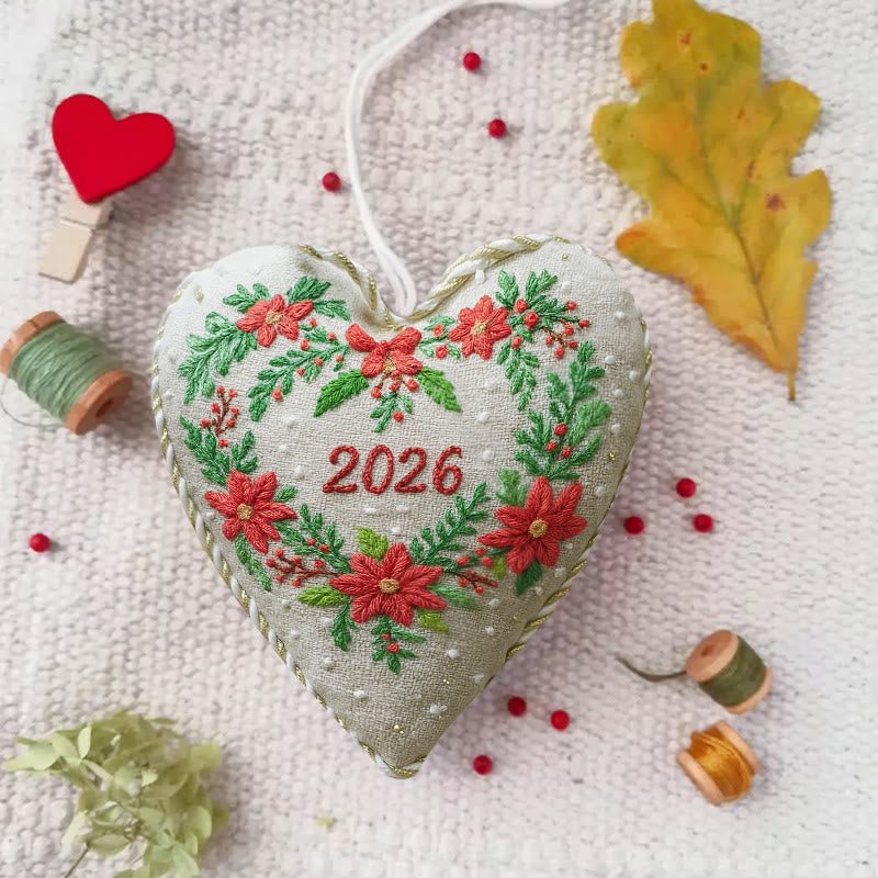 Rubbyoo Heart Embroidery Kit - Christmas Wreath | Diy Christmas Ornaments | Perfect Handicraft For New Year - image 3