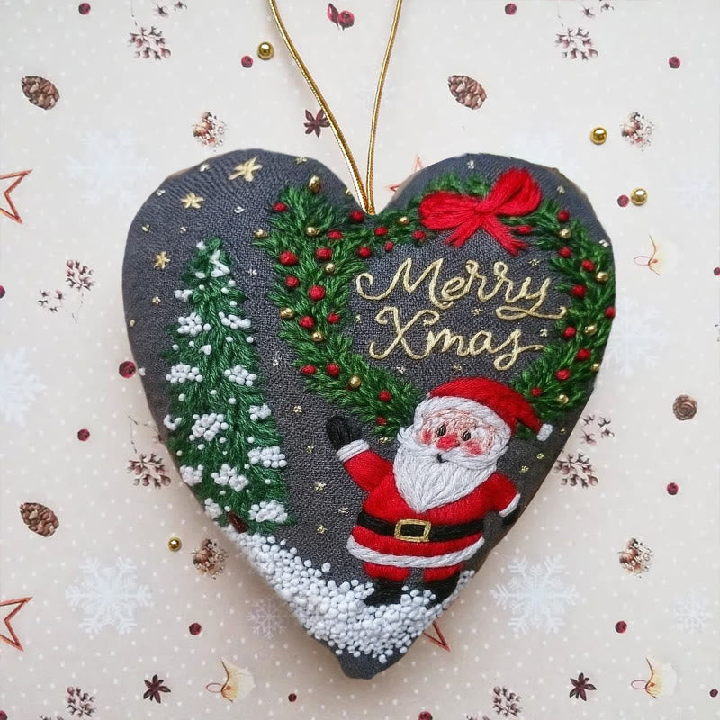 Rubbyoo Heart Embroidery Kit - Merry Christmas | Diy Holiday Collection | Nice Gifts For Friends - 6 inches hoop kit - image 0