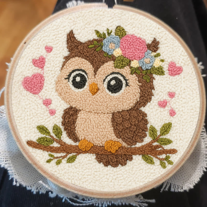 Floral Owl Punch Needle Kit - Adorable Animal Art  | Nice Handmade Gift For Her - image 5